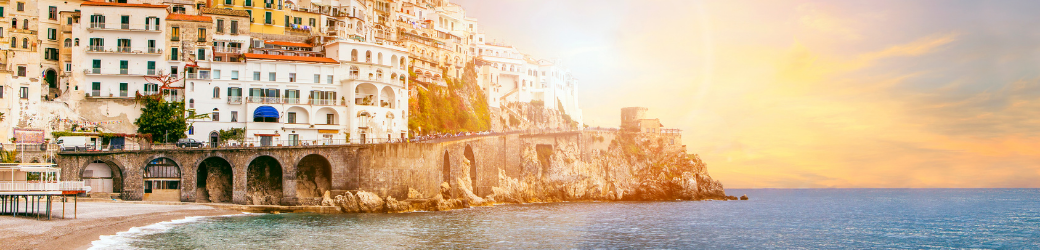 sunny day image of the Amalfi or Greek coast